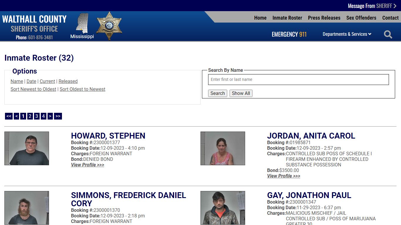 Inmate Roster - Walthall County MS Sheriff's Office