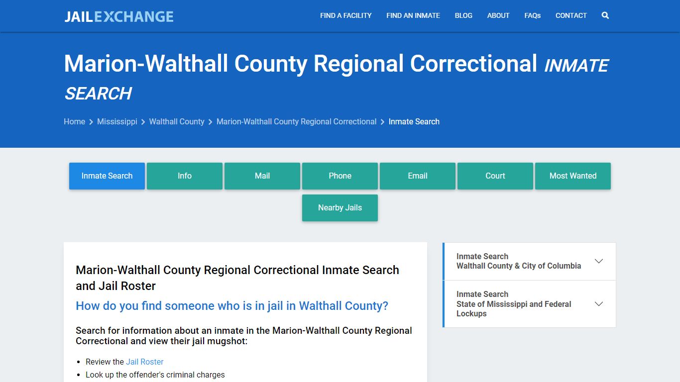 Marion-Walthall County Regional Correctional Inmate Search - Jail Exchange