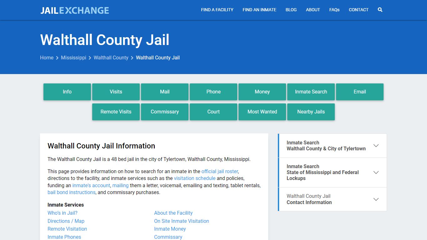 Walthall County Jail, MS Inmate Search, Information